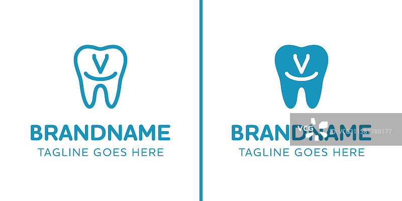 字母V牙齿标志象征牙齿图片素材