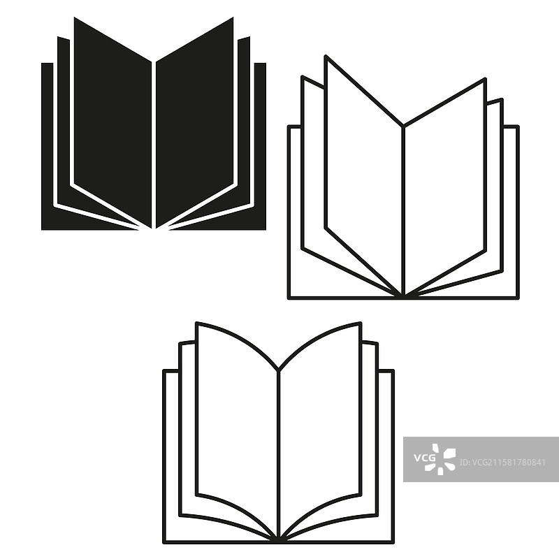打开的书本图标，阅读符号，文学轮廓图片素材