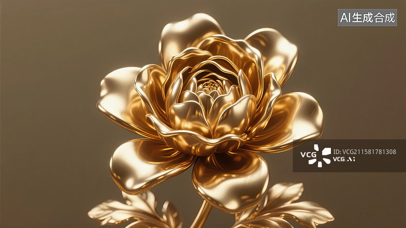 【AI数字艺术】金色玫瑰花的艺术渲染图片素材