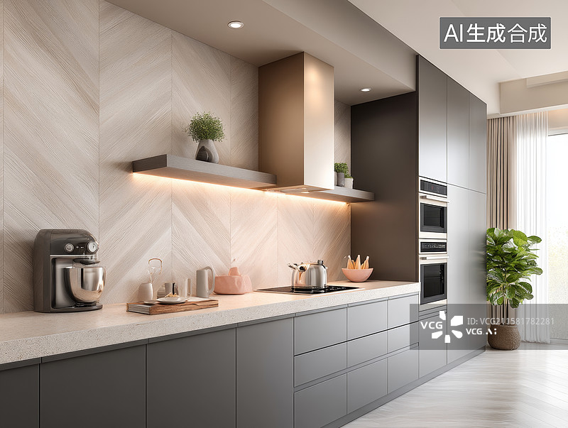 【AI数字艺术】现代简约厨房设计图片素材