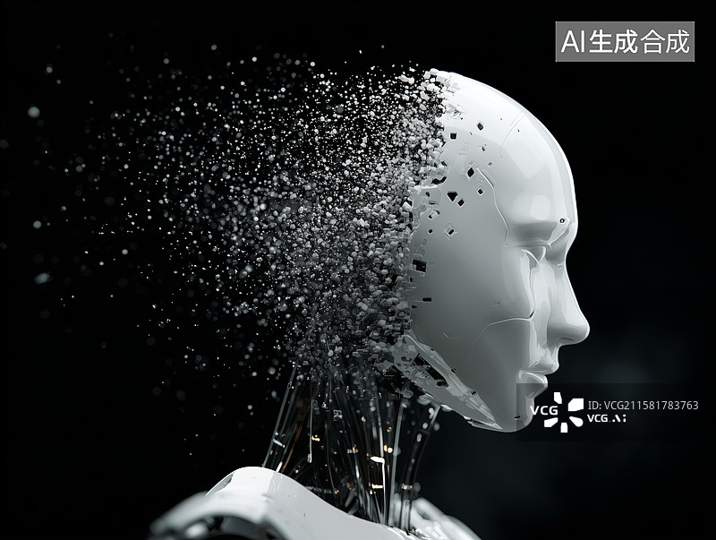 【AI数字艺术】机器人头部解构，科技与艺术的融合图片素材