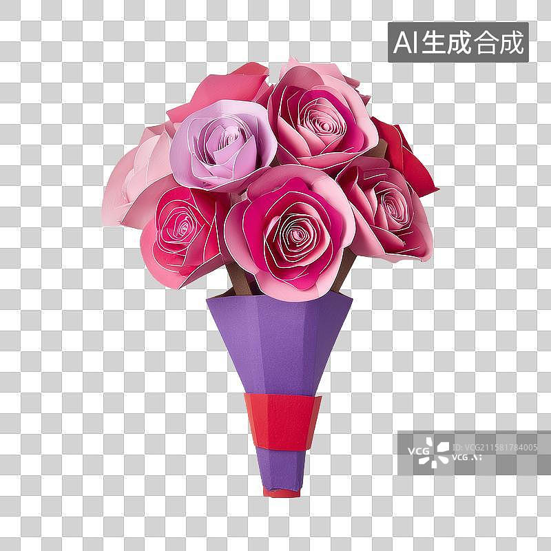 【AI数字艺术】纸艺玫瑰花束图片素材