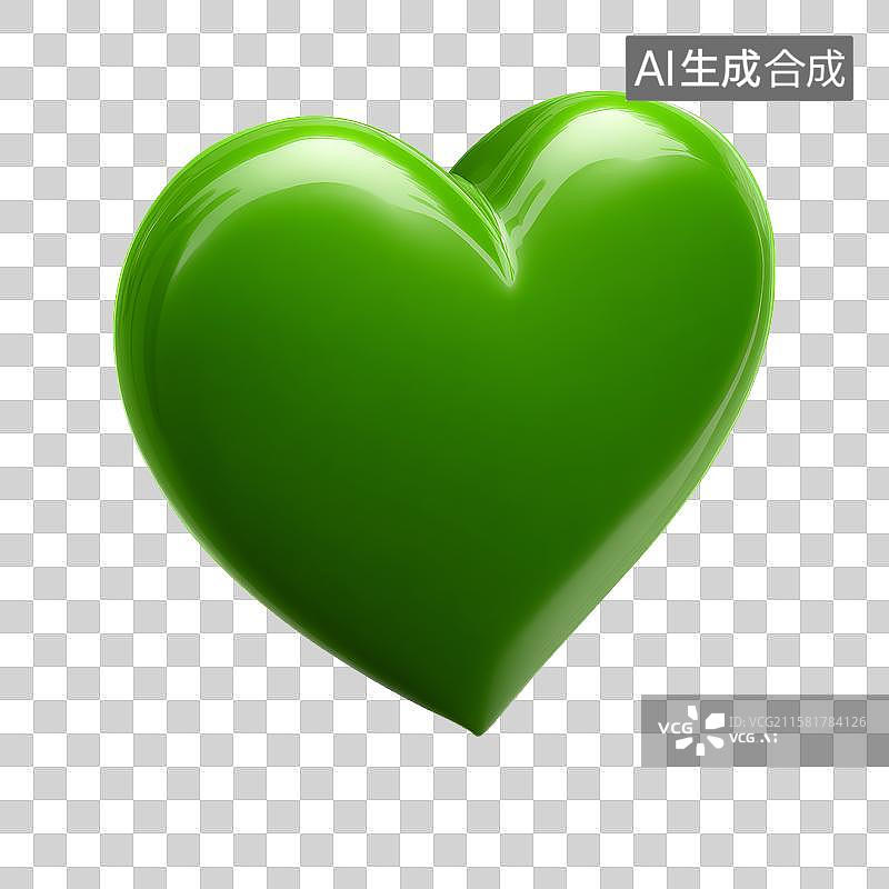 【AI数字艺术】绿色光泽爱心图标图片素材