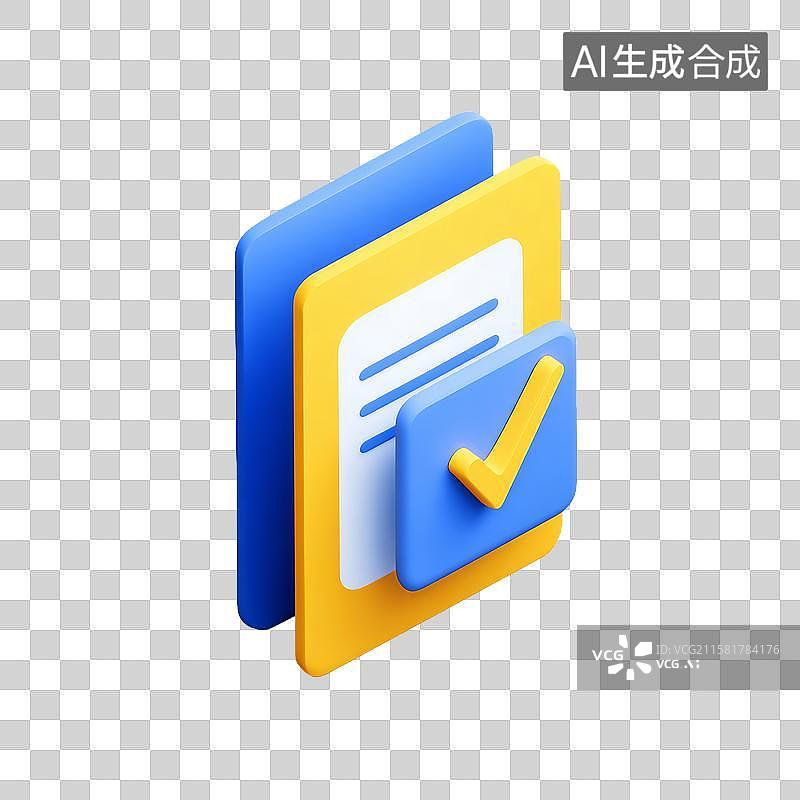 【AI数字艺术】文件夹与勾选标记的图标设计图片素材
