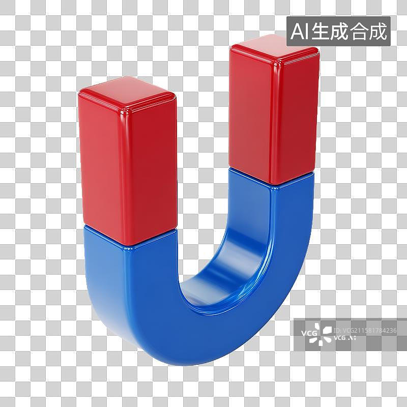 【AI数字艺术】红蓝相间的U型磁铁图片素材