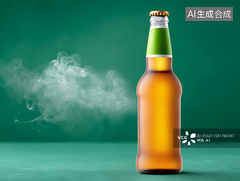 【AI数字艺术】一瓶冰镇啤酒图片素材