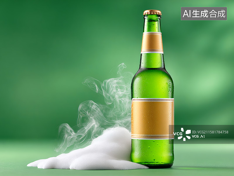 【AI数字艺术】一瓶冰镇啤酒图片素材