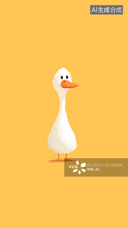 【AI数字艺术】橙黄背景萌鸭图图片素材
