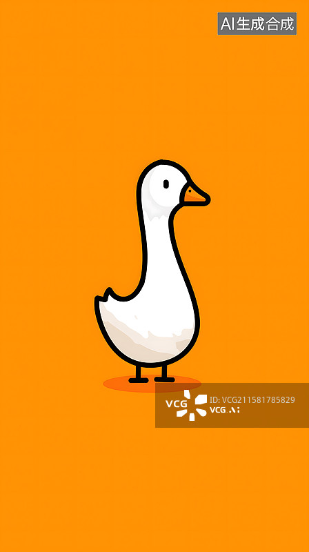 【AI数字艺术】橙黄背景萌鸭图图片素材