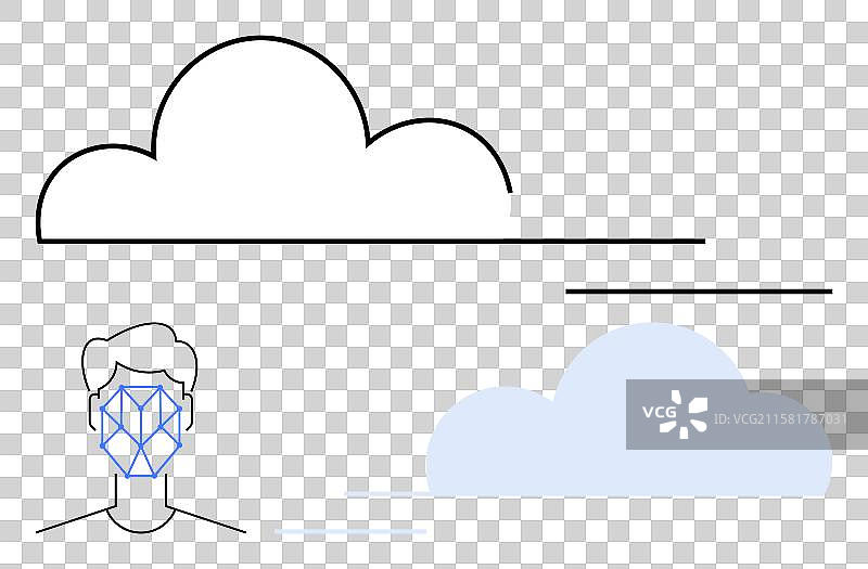 面部识别技术与云计算图片素材
