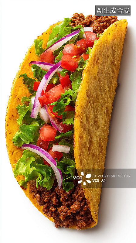 【AI数字艺术】硬壳玉米饼配蔬菜和肉馅图片素材