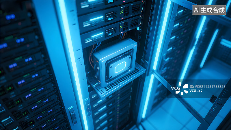 【AI数字艺术】量子，量子芯片与量子计算机，量子计算机机房图片素材