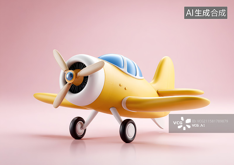 【AI数字艺术】一架卡通小飞机图片素材