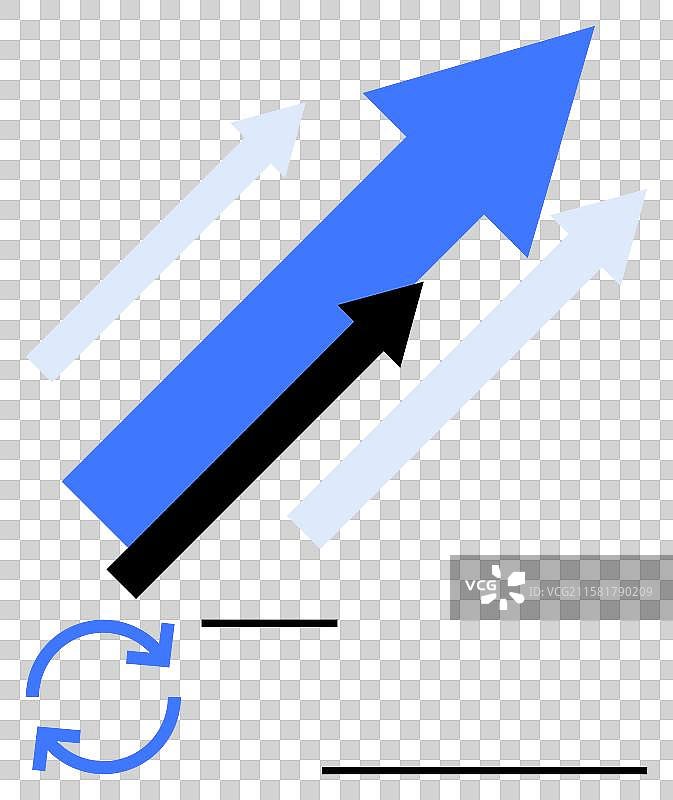 代表增长的蓝色和黑色箭头图片素材