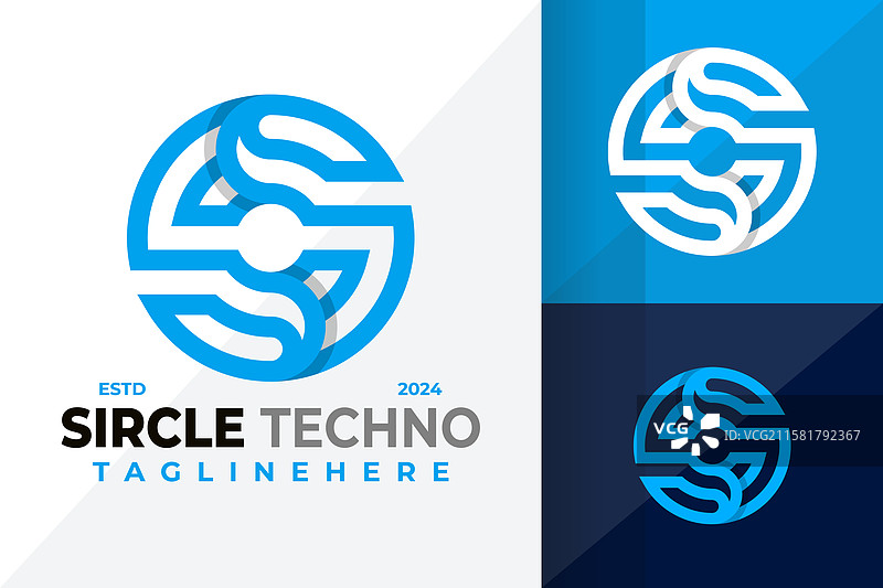 字母S圆形科技符号标志图标图片素材