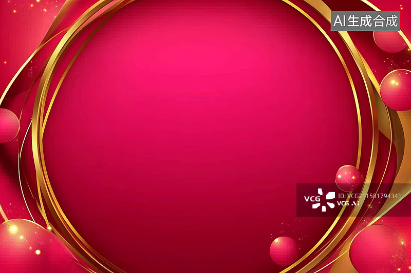 【AI数字艺术】红金装饰喜庆背景场景图片素材
