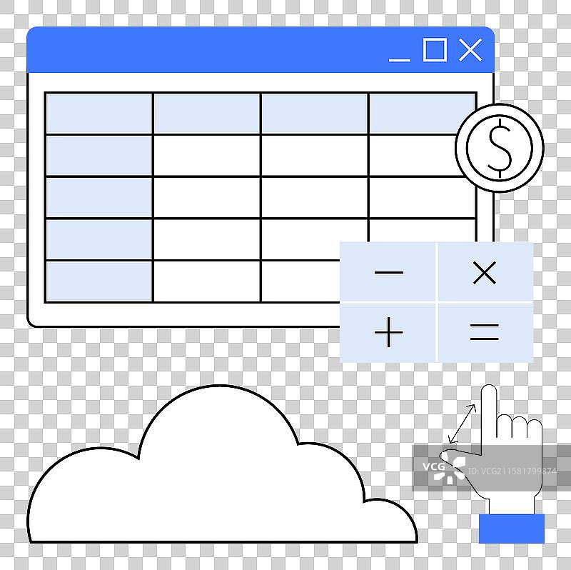 基于云的财务电子表格与计算功能图片素材