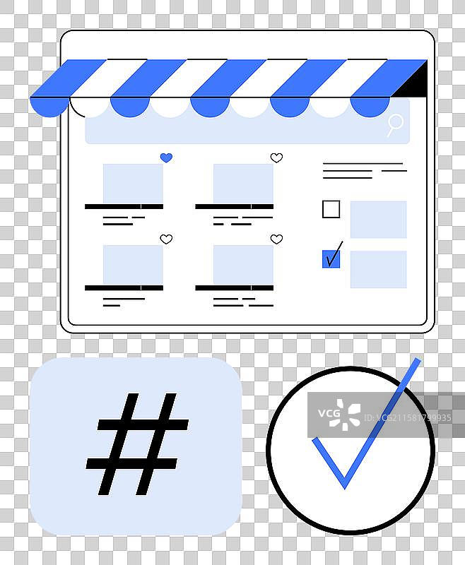 在线市场界面与产品列表图片素材
