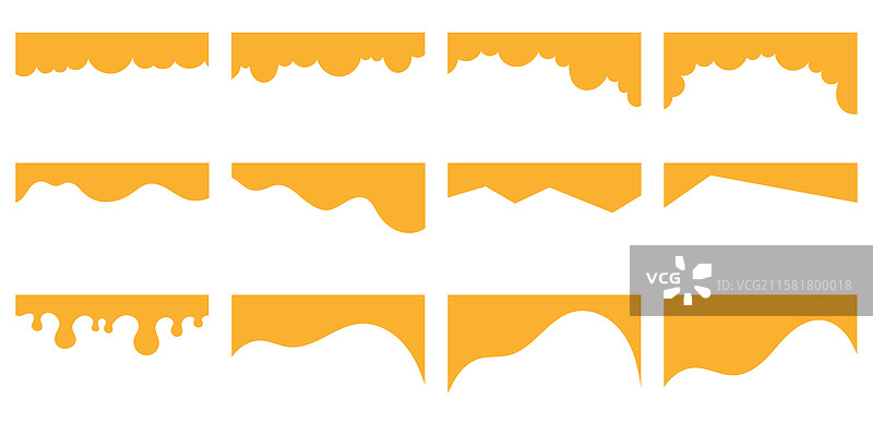 黄色波浪和滴水边缘形状装饰套件图片素材