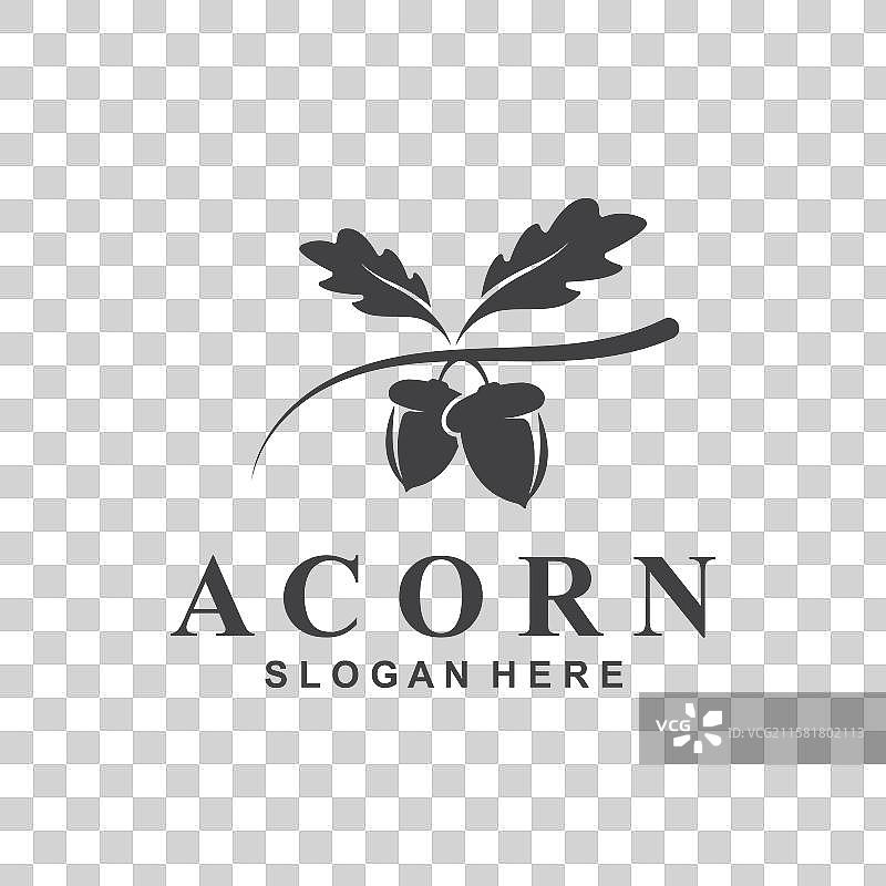 橡果标志简单设计模板扁平化图片素材