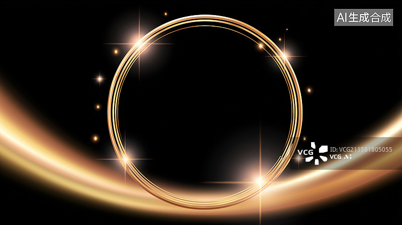 【AI数字艺术】金色光效圆环装饰背景图片素材