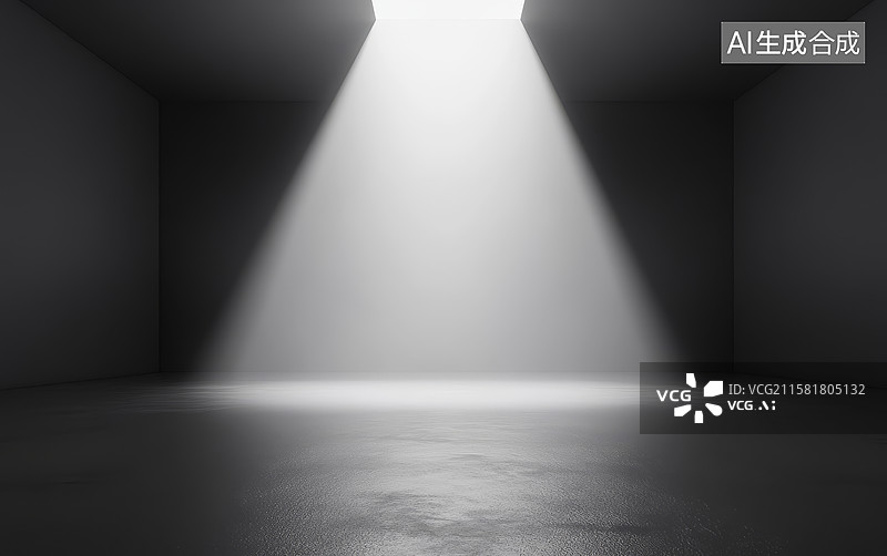 【AI数字艺术】光线穿透黑暗房间的角落图片素材