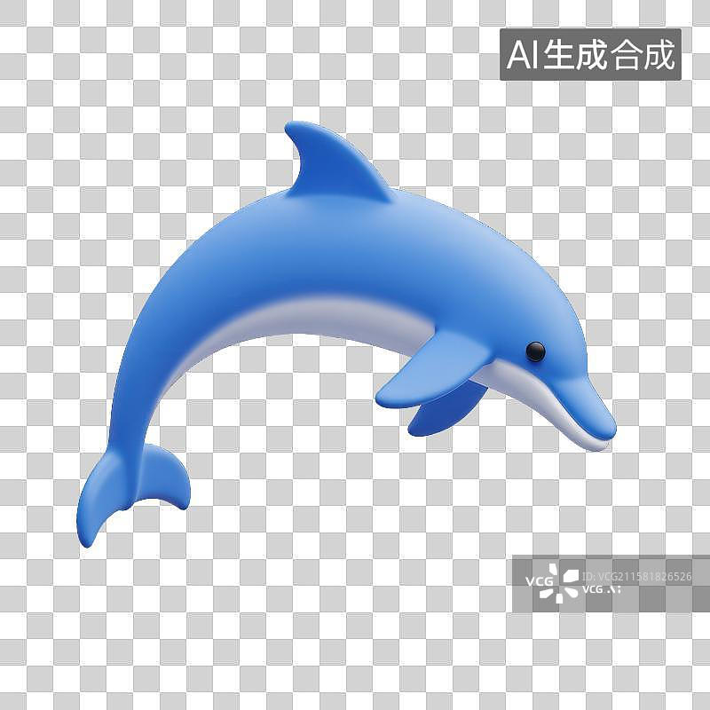 【AI数字艺术】跃出水面的蓝色精灵卡通风格海豚嬉戏图片素材