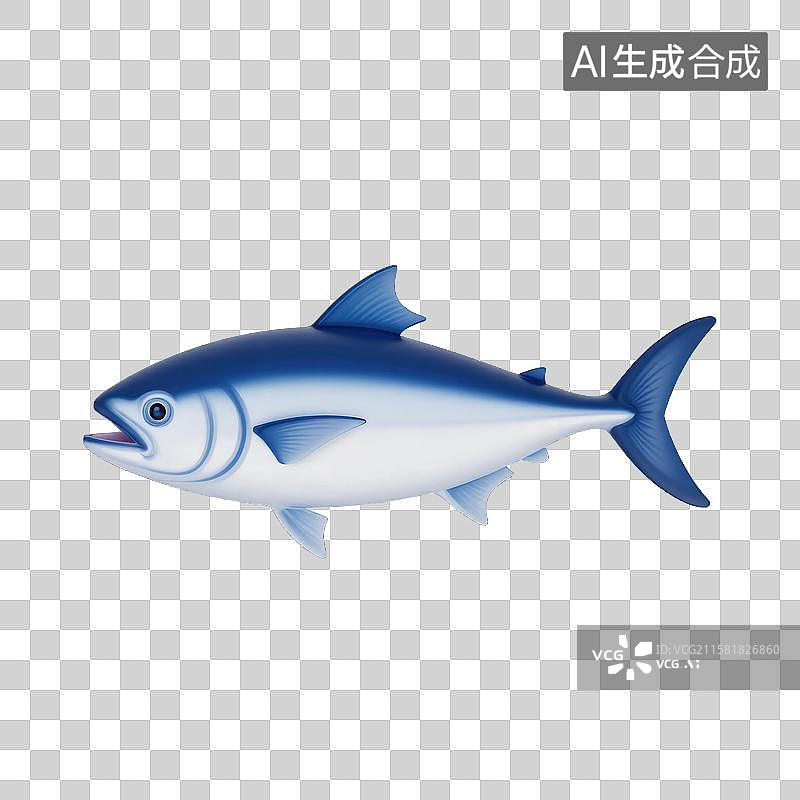 【AI数字艺术】海洋生物的趣味插画跃动的金枪鱼图片素材