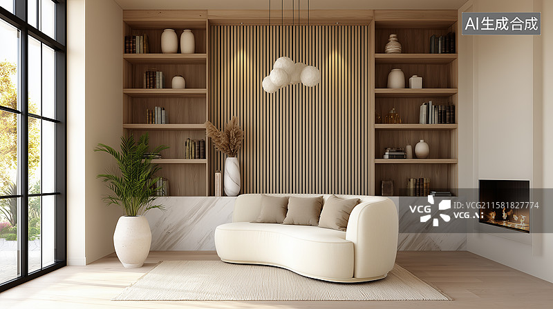 【AI数字艺术】现代舒适客厅设计图片素材