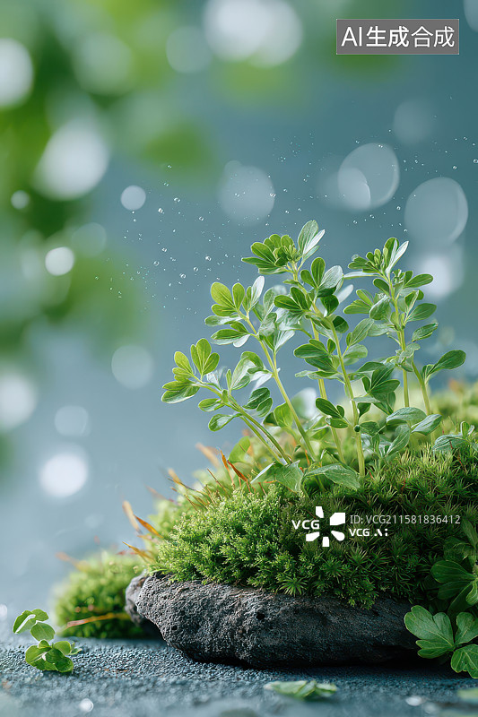 【AI数字艺术】苔藓绿植微距自然生态特写图图片素材