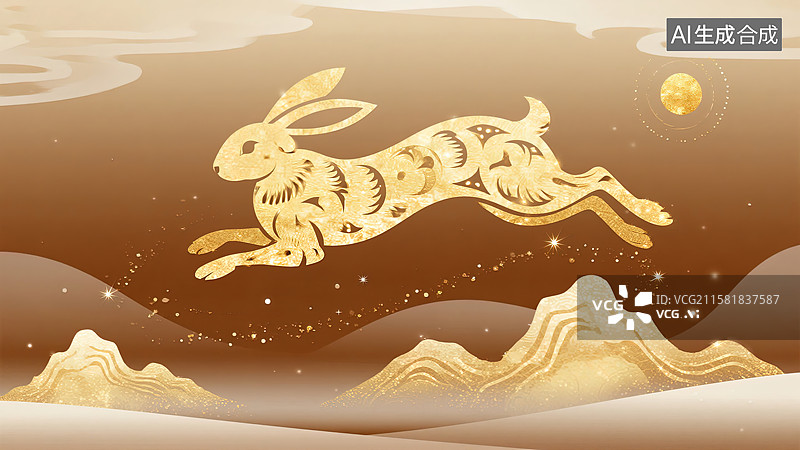 【AI数字艺术】金兔贺岁中秋团圆图片素材