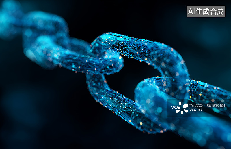 【AI数字艺术】蓝色链条的光芒图片素材