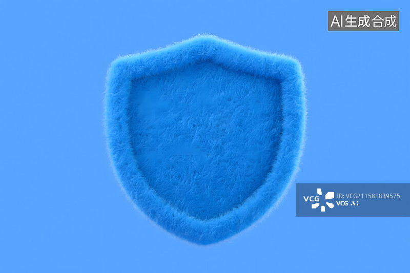 【AI数字艺术】3D卡通毛毡蓝色盾牌图片素材