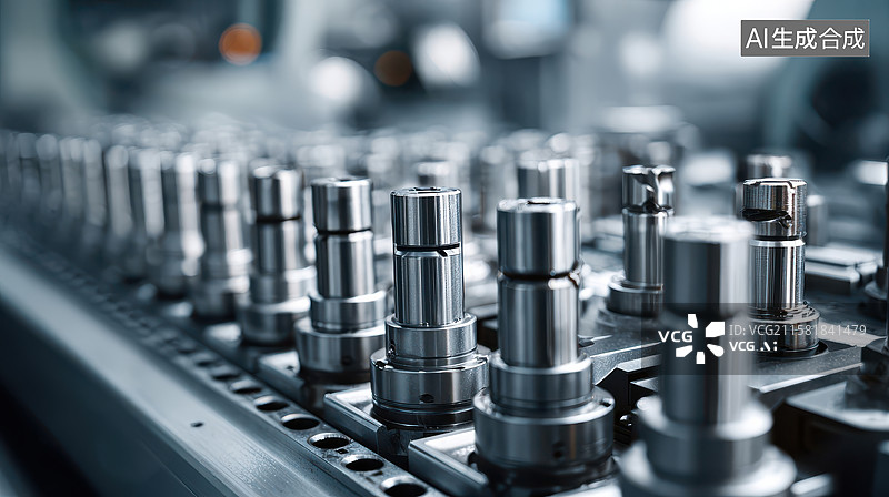 【AI数字艺术】精密机械部件的生产线图片素材