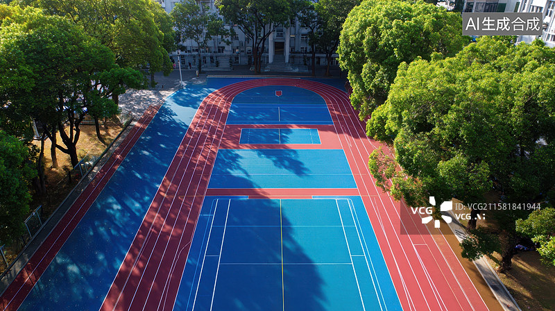 【AI数字艺术】校园运动场俯瞰图图片素材