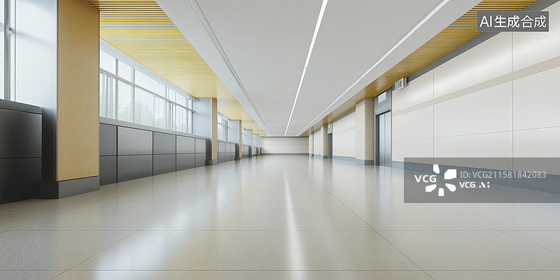 【AI数字艺术】现代风格的长廊，光线充足，干净整洁图片素材