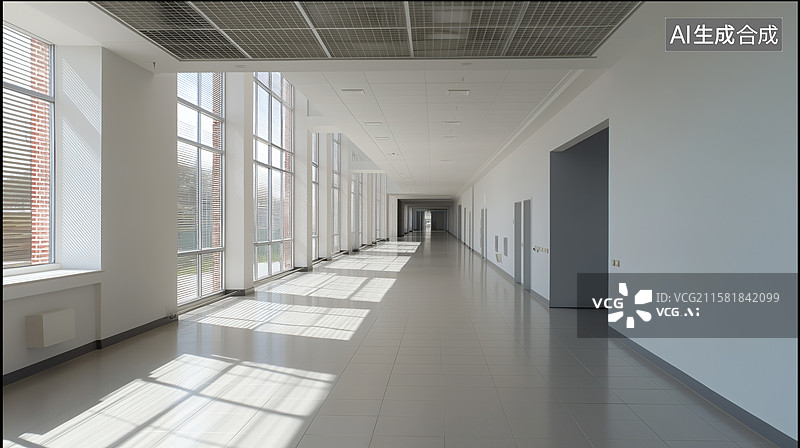 【AI数字艺术】现代风格的长廊，光线充足，干净整洁图片素材