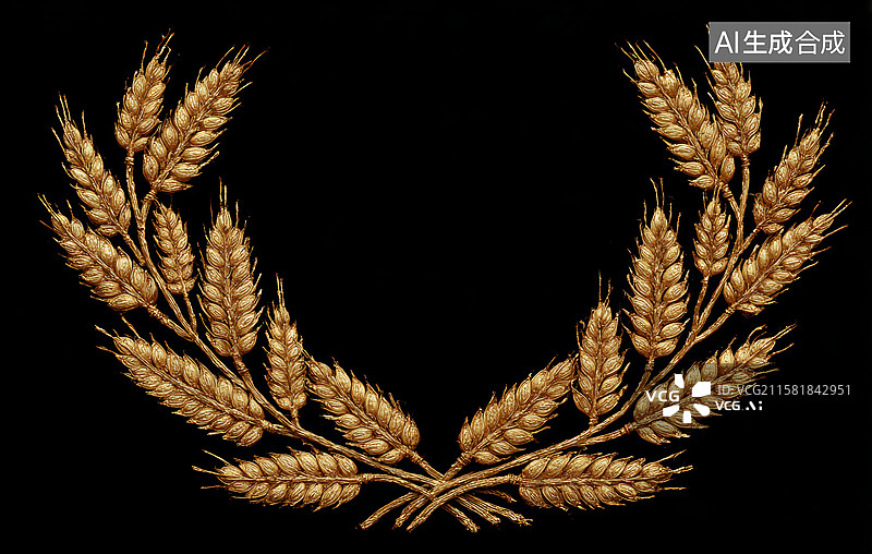 【AI数字艺术】金色麦穗装饰图案图片素材