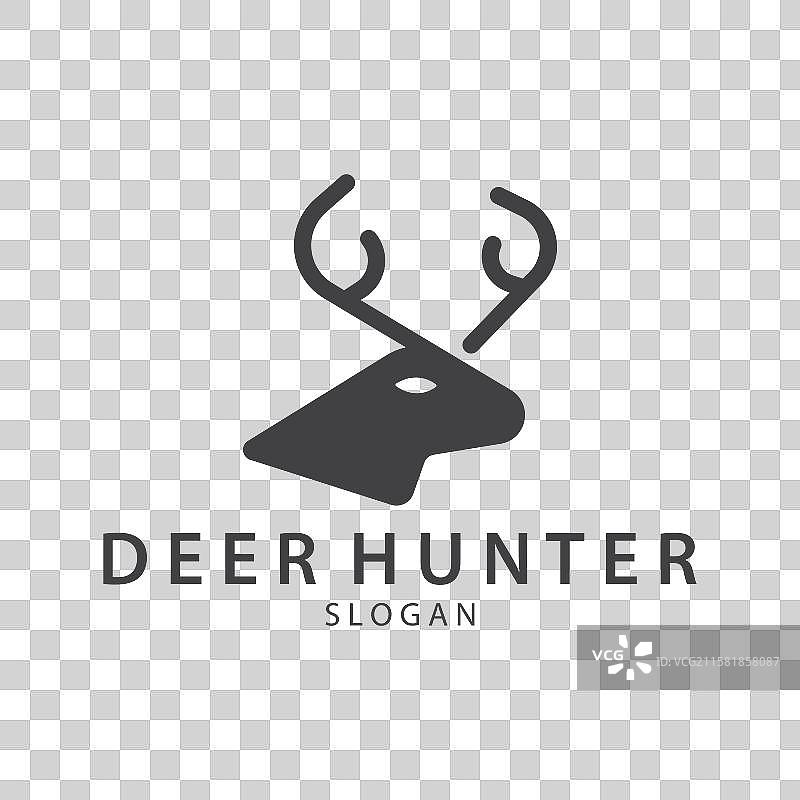 复古简约的野生鹿狩猎冒险标志图片素材