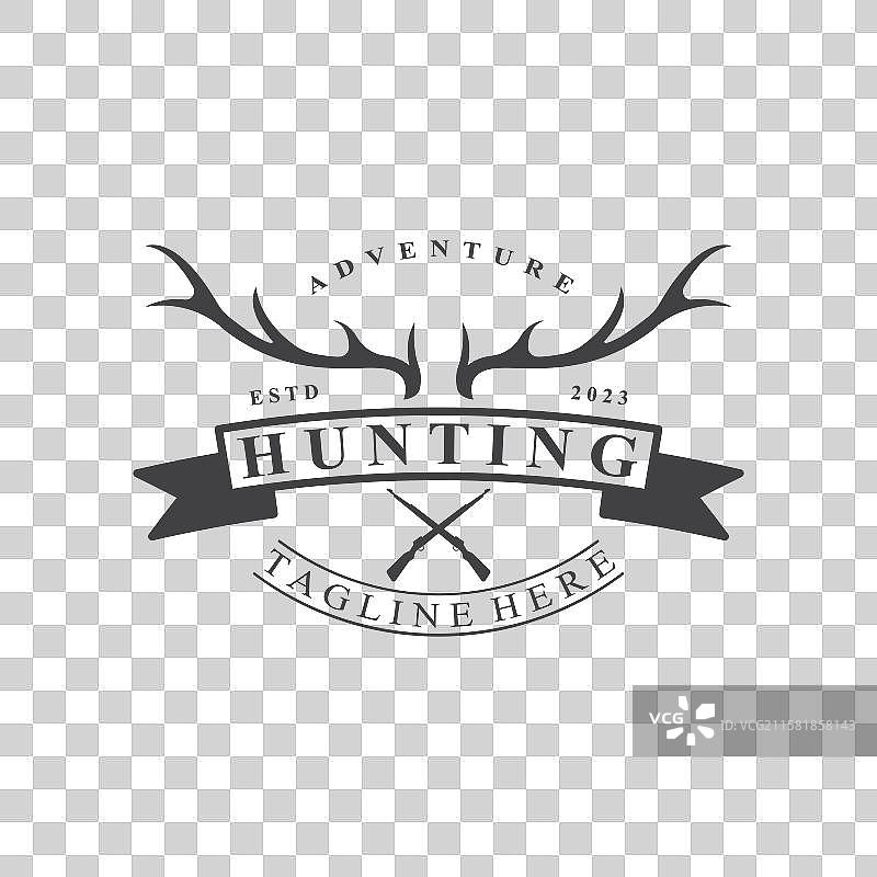 复古简约的野生鹿狩猎冒险logo图片素材