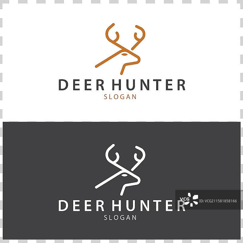 复古简约的野生鹿狩猎冒险标志图片素材