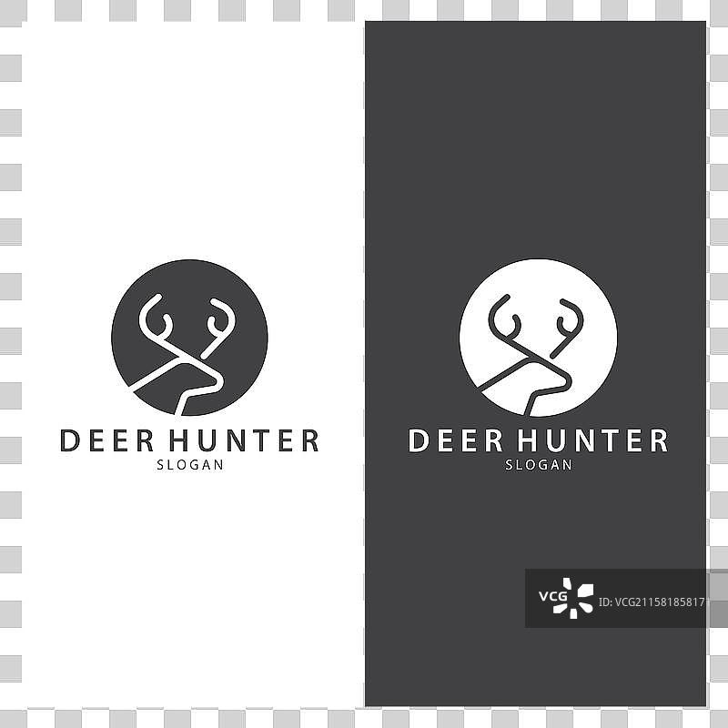 复古简约的野生鹿狩猎冒险标志图片素材