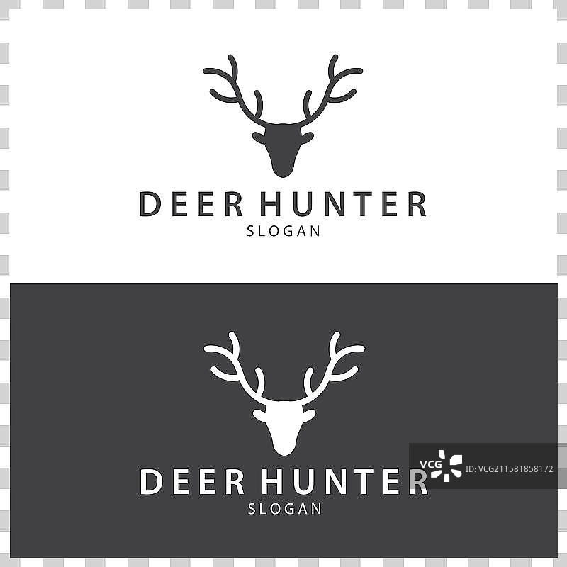 复古简约的野生鹿狩猎冒险logo图片素材