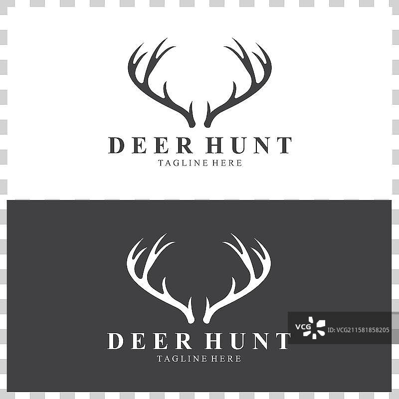 复古简约的野生鹿狩猎冒险标志图片素材