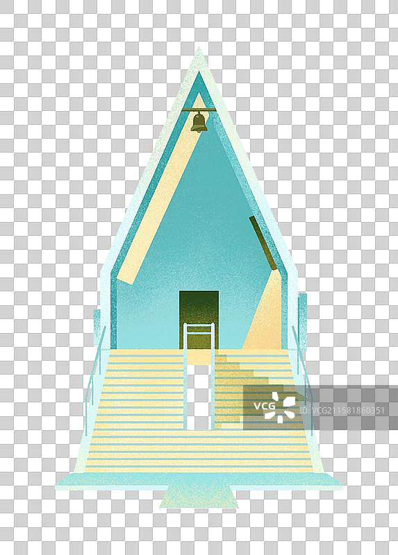 秦皇岛阿那亚礼堂手绘插画图片素材