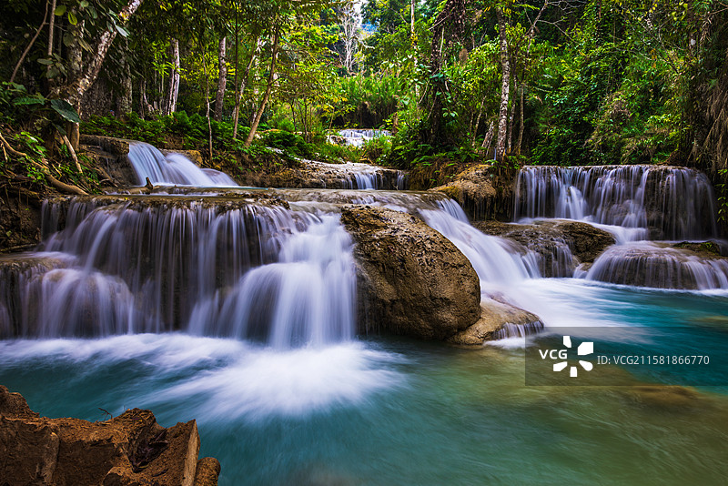 老挝光西瀑布图片素材