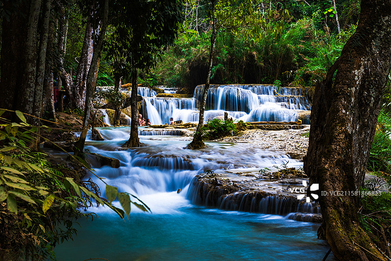 老挝光西瀑布图片素材