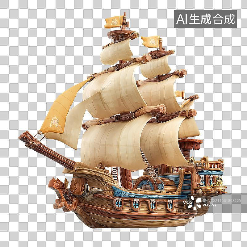 【AI数字艺术】古代帆船图片素材
