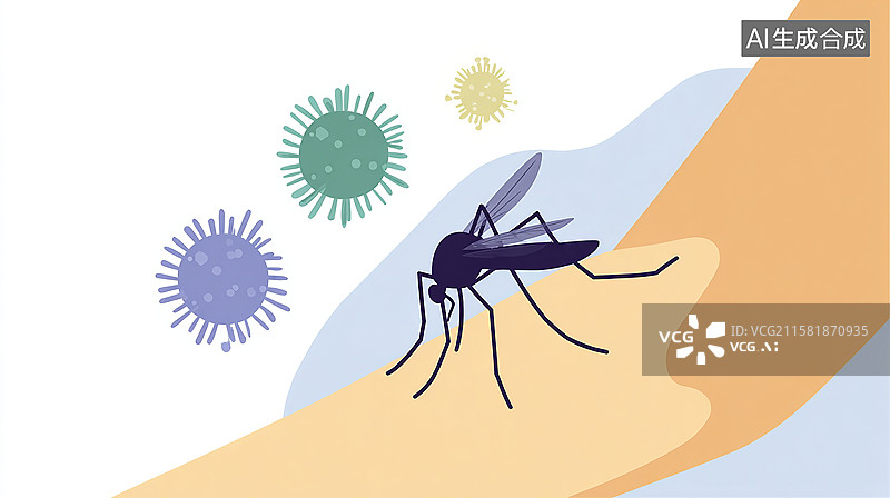 【AI数字艺术】蚊虫叮咬，科学防治蚊虫传播疾病图片素材