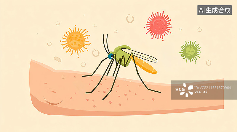 【AI数字艺术】蚊虫叮咬，科学防治蚊虫传播疾病图片素材